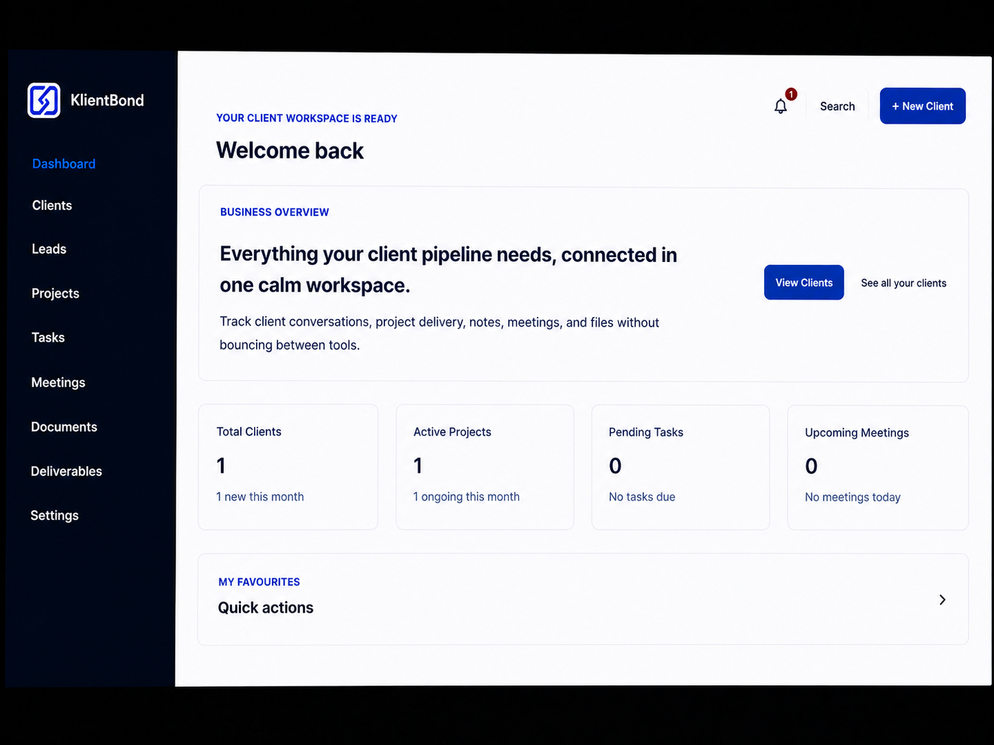 Rayern client workspace dashboard